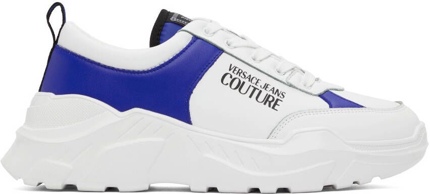 Versace Jeans Couture White & Blue Speedtrack Sneakers