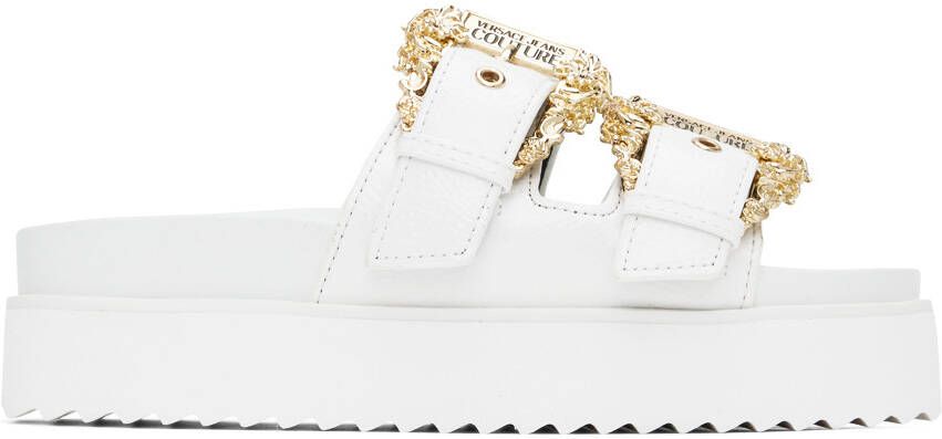 Versace Jeans Couture White Arizona Flat Sandals