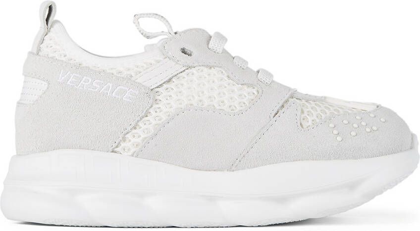 Versace Kids White & Grey Chain Reaction 2 Sneakers