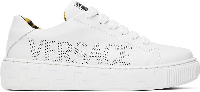 Versace Kids White 'La Greca' Sneakers