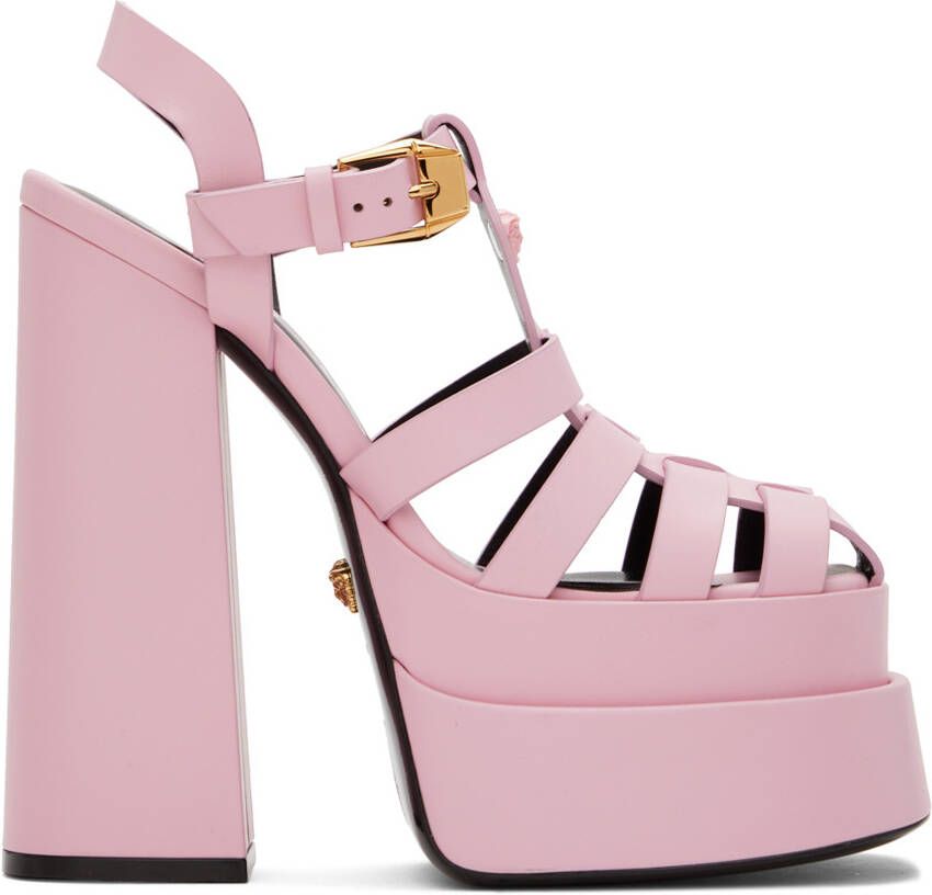 Versace Pink 'La Medusa' Platform Mary Jane Heels