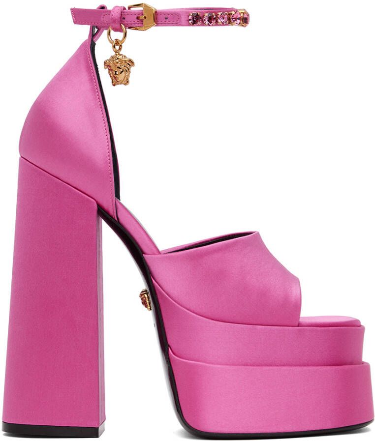 Versace Pink Medusa Aevitas Platform Heeled Sandals
