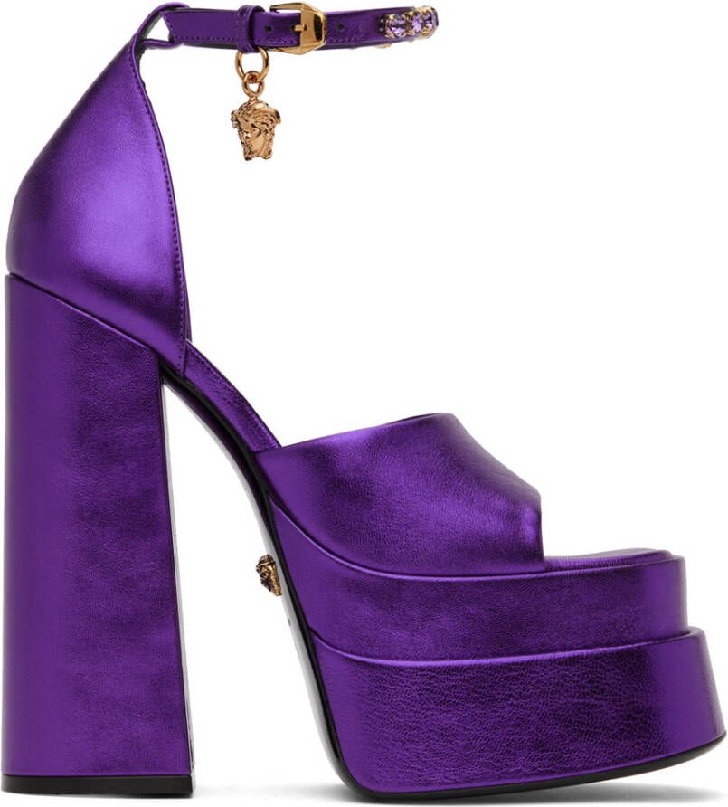 Versace Purple Medusa Aevitas Platform Heeled Sandals