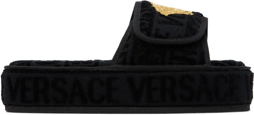 Versace Underwear Black Medusa Slippers