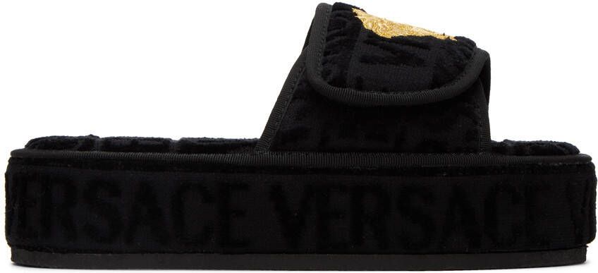 Versace Underwear Black Medusa Slippers