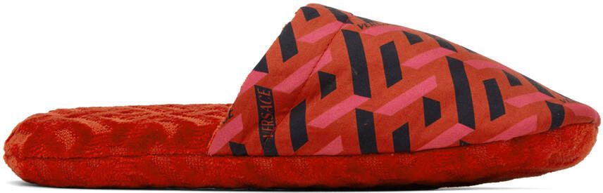 Versace Underwear Red Greca Slippers