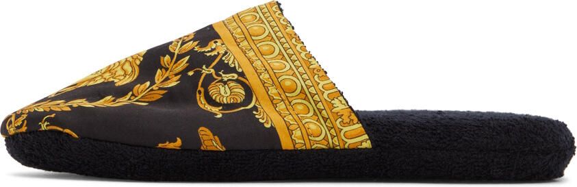 Versace Underwear Black Baroque Slippers - Picture 4
