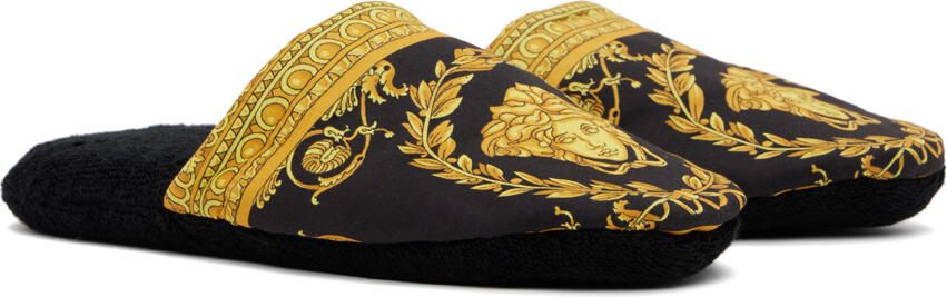 Versace Underwear Black Baroque Slippers - Picture 3
