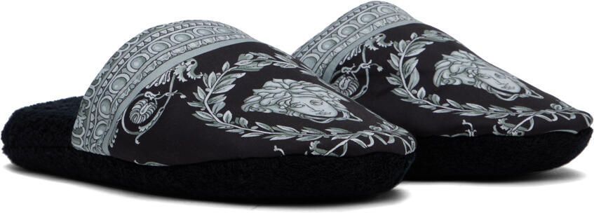 Versace Underwear Black Baroque Slippers - Picture 3