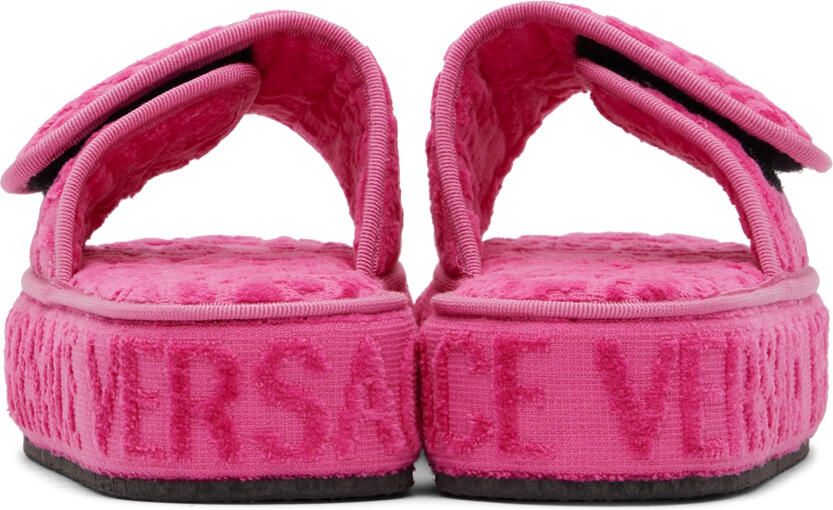 Versace Underwear Pink Medusa Platform Slippers