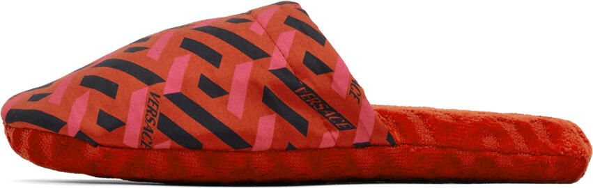 Versace Underwear Red Greca Slippers - Picture 4