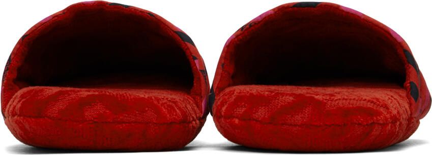 Versace Underwear Red 'La Greca' Slippers - Picture 2