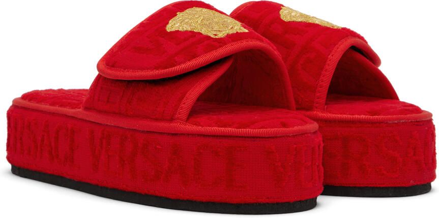 Versace Underwear Red Medusa Platform Slippers - Picture 2