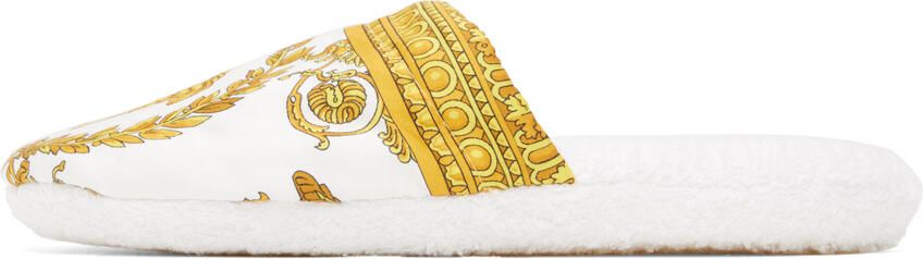 Versace Underwear White Baroque Slippers - Picture 7