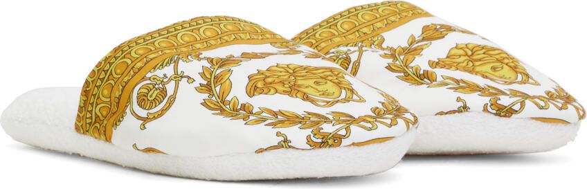 Versace Underwear White Baroque Slippers - Picture 4