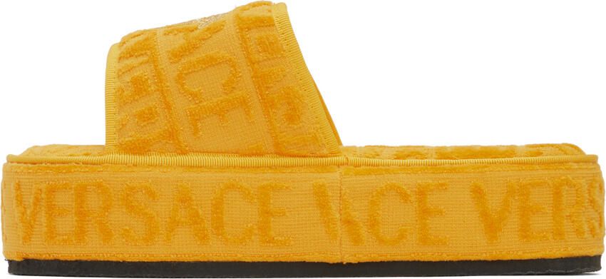 Versace Underwear Yellow Medusa Embroidered Slippers - Picture 3
