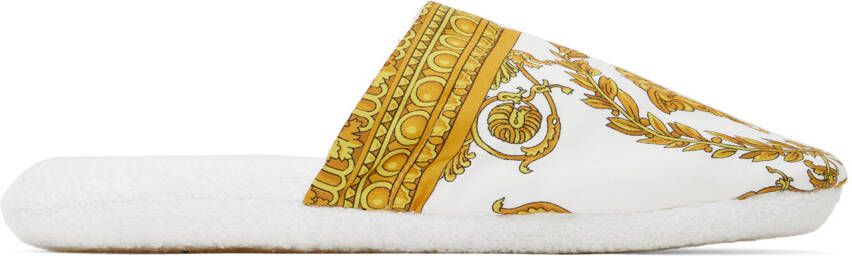 Versace Underwear White Baroque Slippers - Picture 8