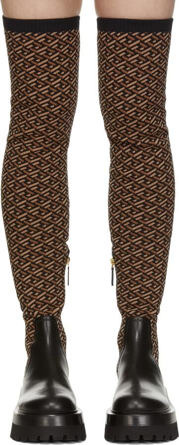 Versace Black & Brown Leonidas Boots - Picture 2