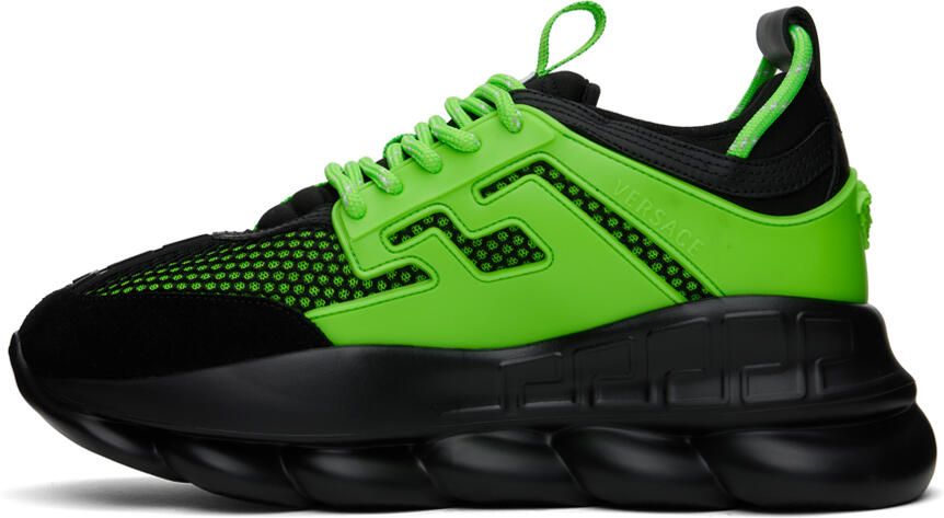 Versace Black & Green Chain Reaction Sneakers - Picture 3