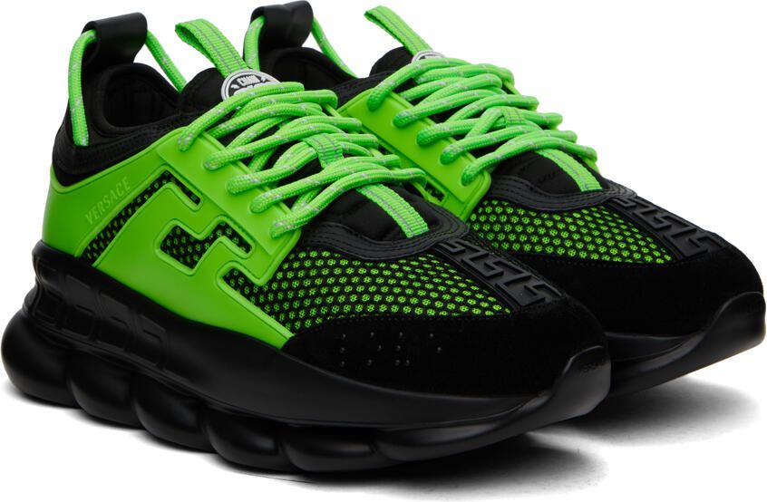 Versace Black & Green Chain Reaction Sneakers - Picture 2