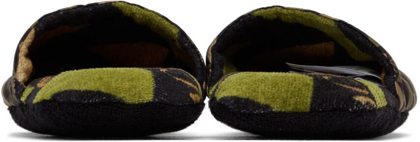 Versace Black & Khaki La Greca Slippers - Picture 3