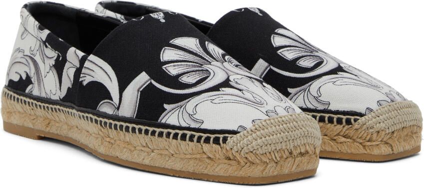 Versace Black & White Baroque Espadrilles - Picture 2