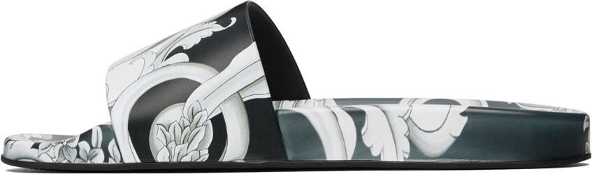 Versace Black & White Baroque Slides - Picture 4