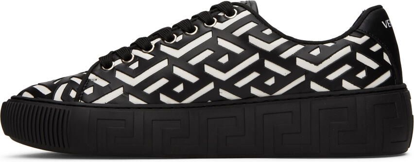 Versace Black & White Greca Sneakers - Picture 3