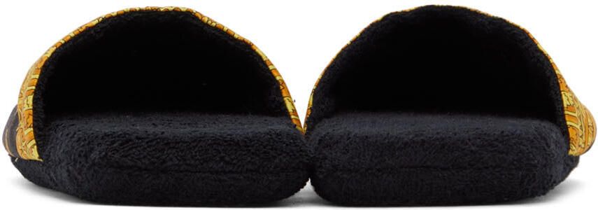 Versace Black Baroque Slippers