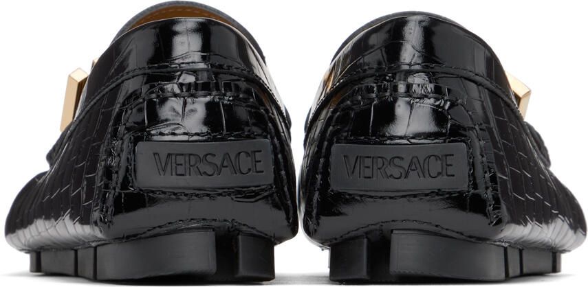 Versace Black Croc Greca Loafers