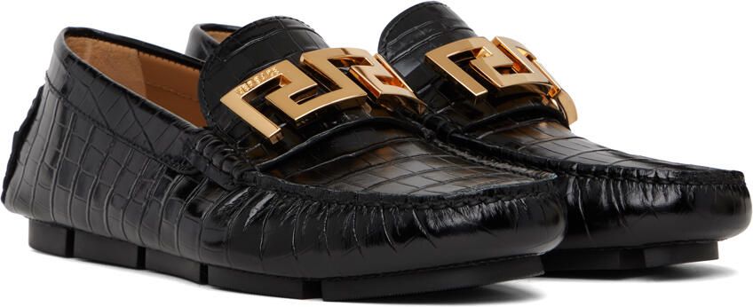 Versace Black Croc Greca Loafers - Picture 2