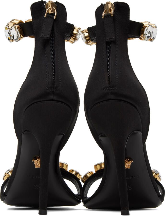 Versace Black Crystal Heeled Sandals - Picture 3
