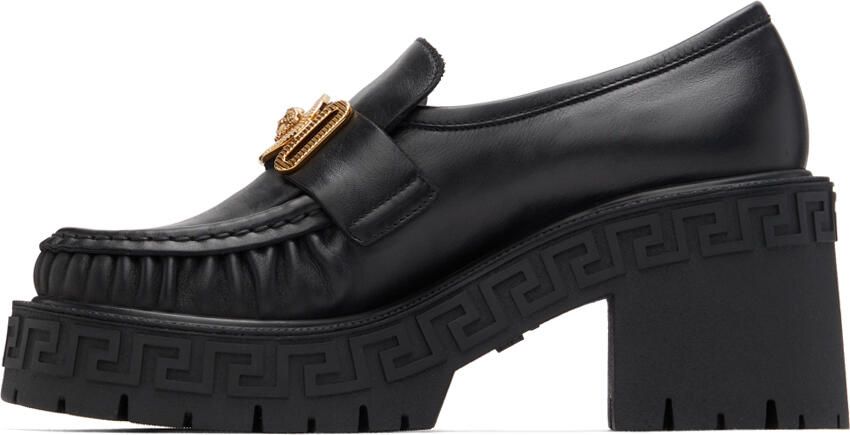 Versace Black Greca Heeled Loafers - Picture 3