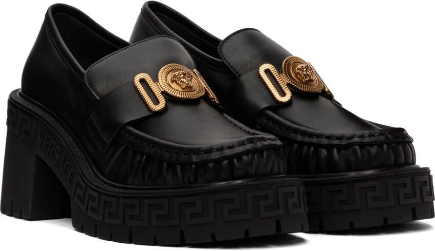 Versace Black Greca Loafers