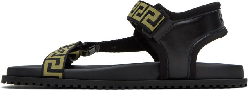 Versace Black Greca Sandals - Picture 6