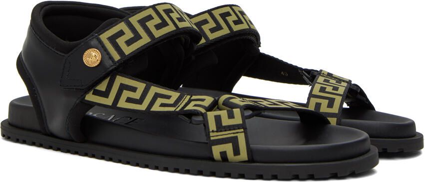 Versace Black Greca Sandals - Picture 2