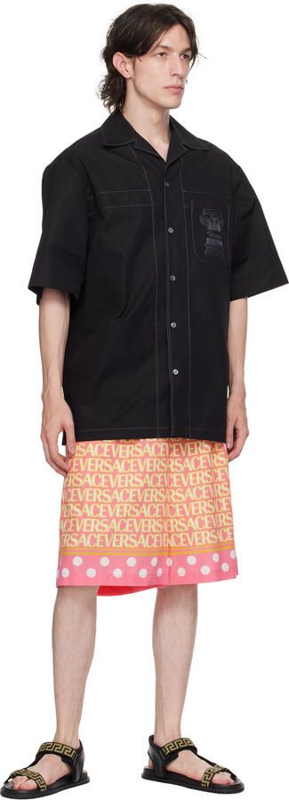 Versace Black Greca Sandals - Picture 4