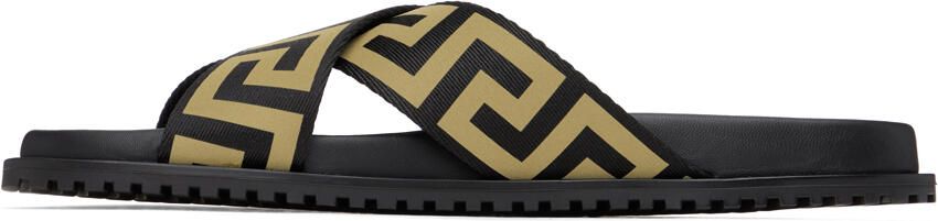 Versace Black Greca Sandals - Picture 4