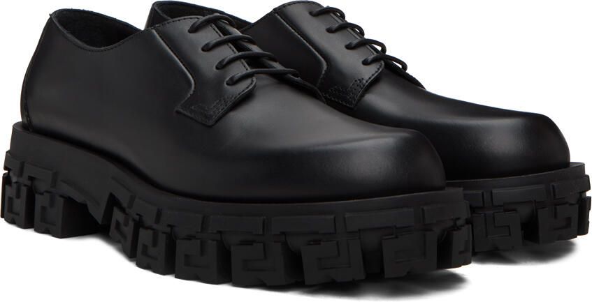 Versace Black Greek Key Derbys - Picture 2