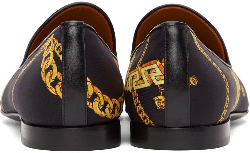 Versace Black 'La Greca' Chain Slippers - Picture 2