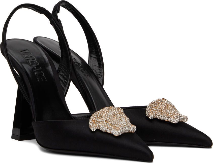 Versace Black 'La Medusa' Slingback Heels - Picture 2