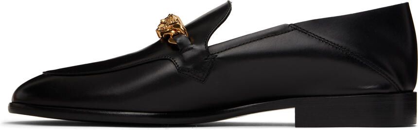 Versace Black Leather Loafers - Picture 4