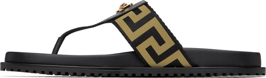 Versace Black Medusa Greca Sandals - Picture 4