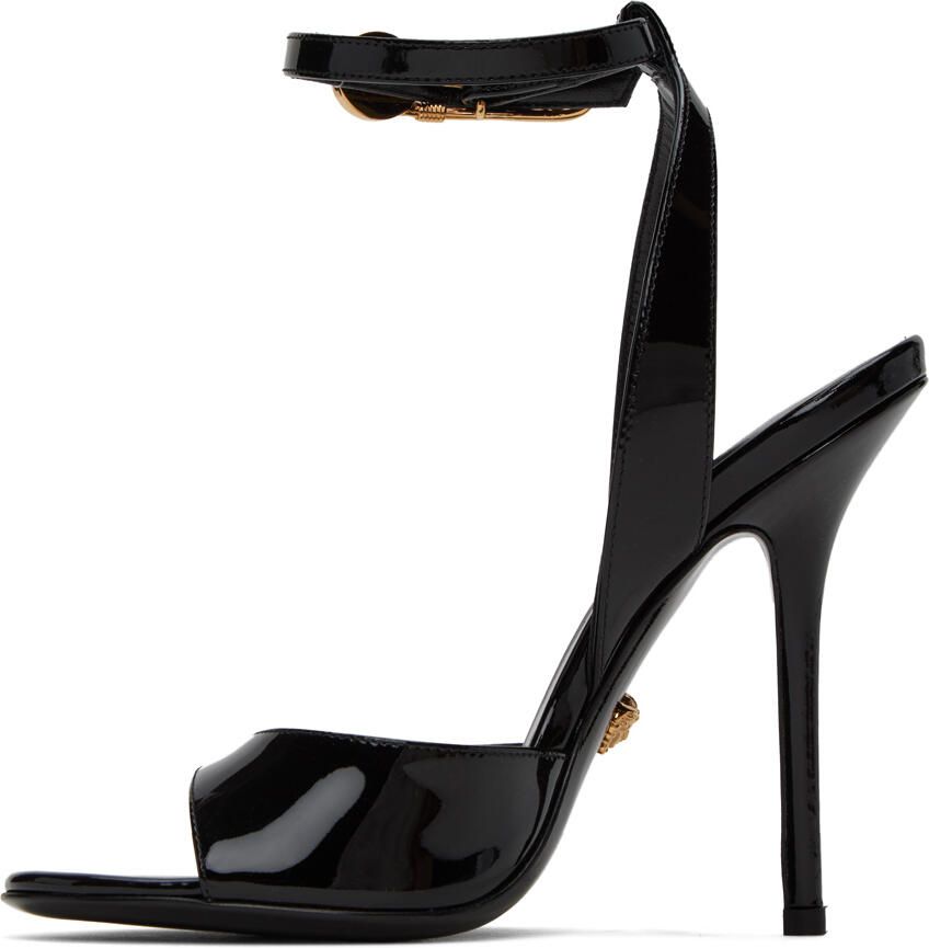 Versace Black Safety Pin Heeled Sandals - Picture 2