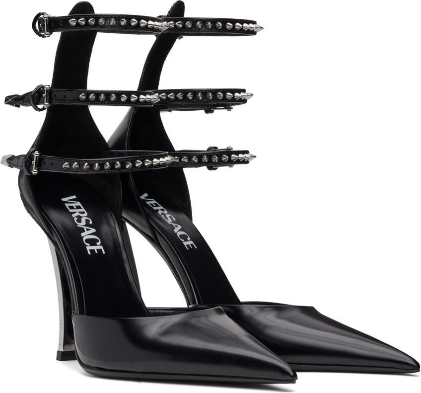 Versace Black Spiked Pin-Point Heels