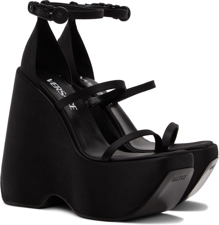 Versace Black Strappy Heeled Sandals - Picture 2