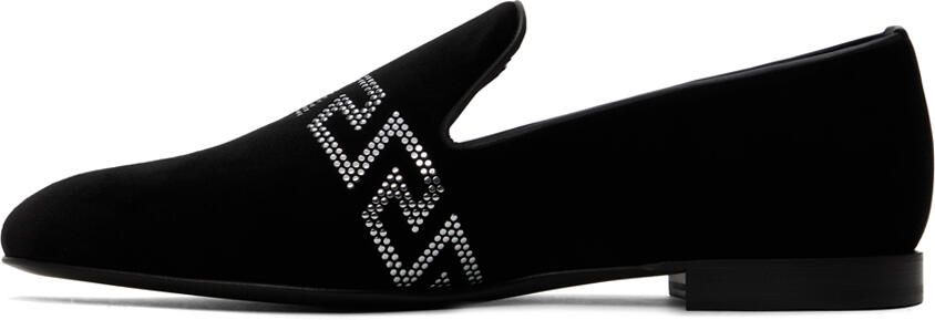Versace Black Studded Greca Loafers - Picture 3