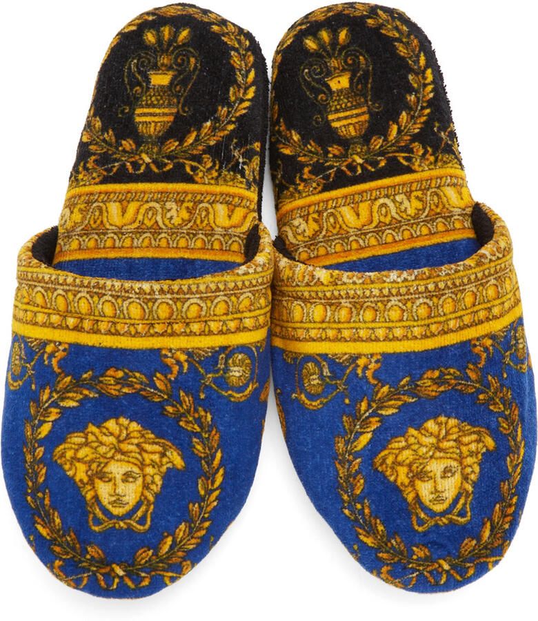 Versace Blue & Gold I Love Barocco Slippers