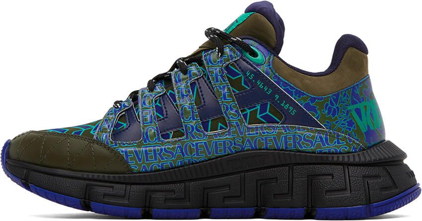 Versace Blue & Green Trigreca Sneakers - Picture 3
