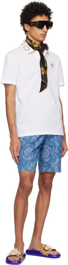 Versace Blue Barocco Slides - Picture 4